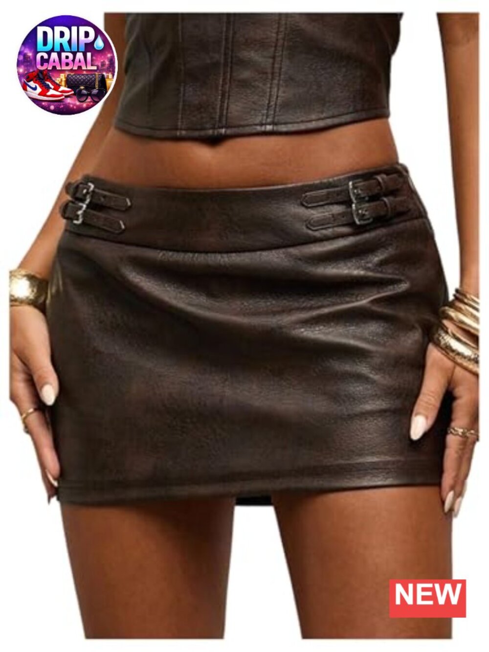Faux Leather Low Rise Bodycon Mini Skirt with Attached Shorts